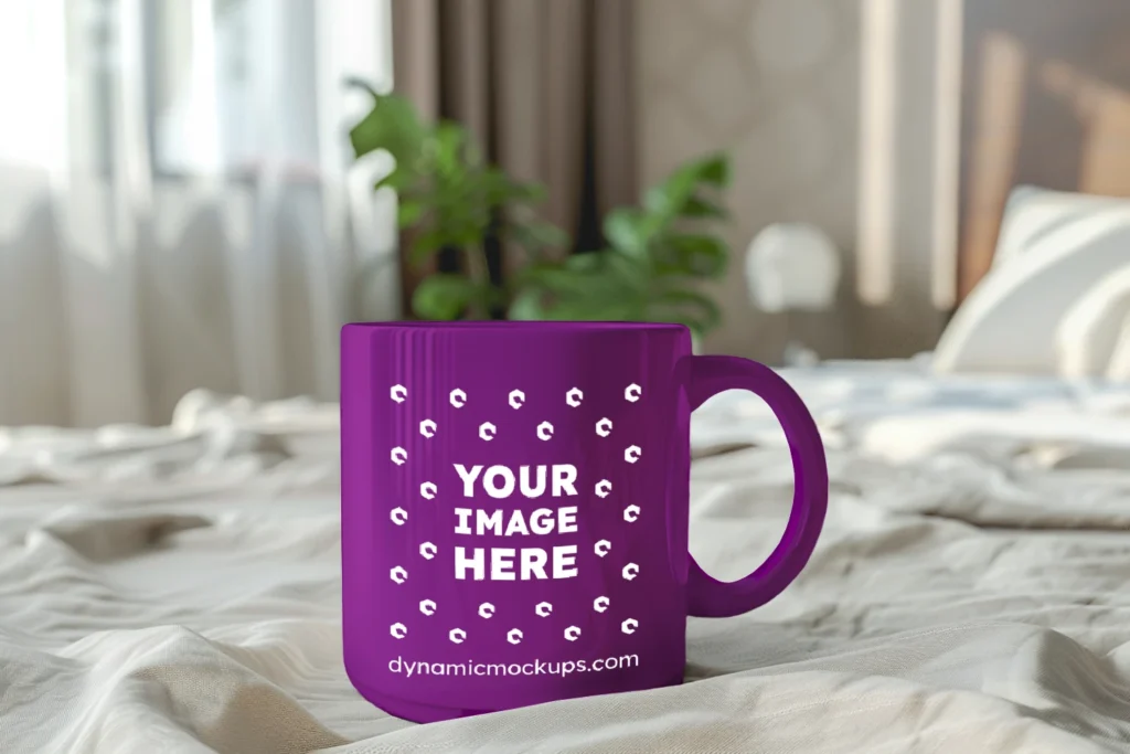 11oz Blank Purple Ceramic Coffee Mug Mockup Template