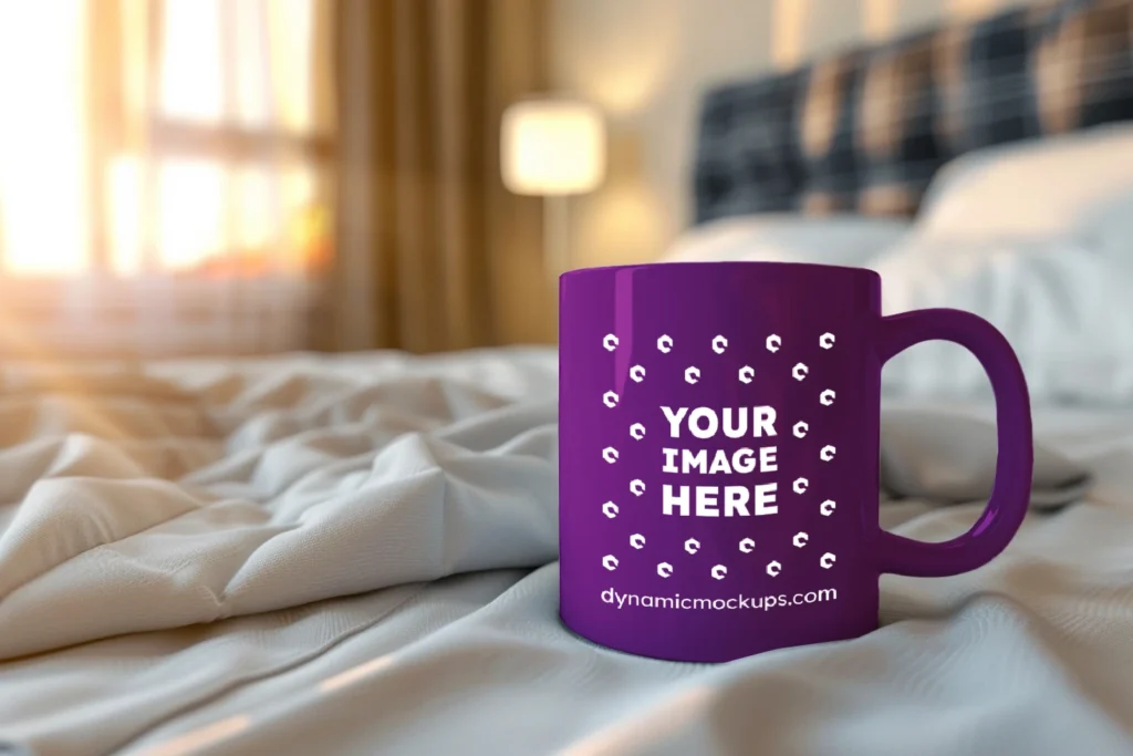 11oz Blank Purple Ceramic Coffee Mug Mockup Template