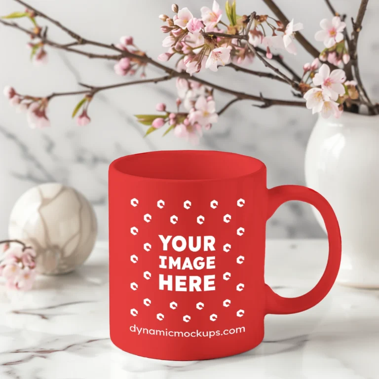 11oz Blank Red Ceramic Coffee Mug Mockup Template