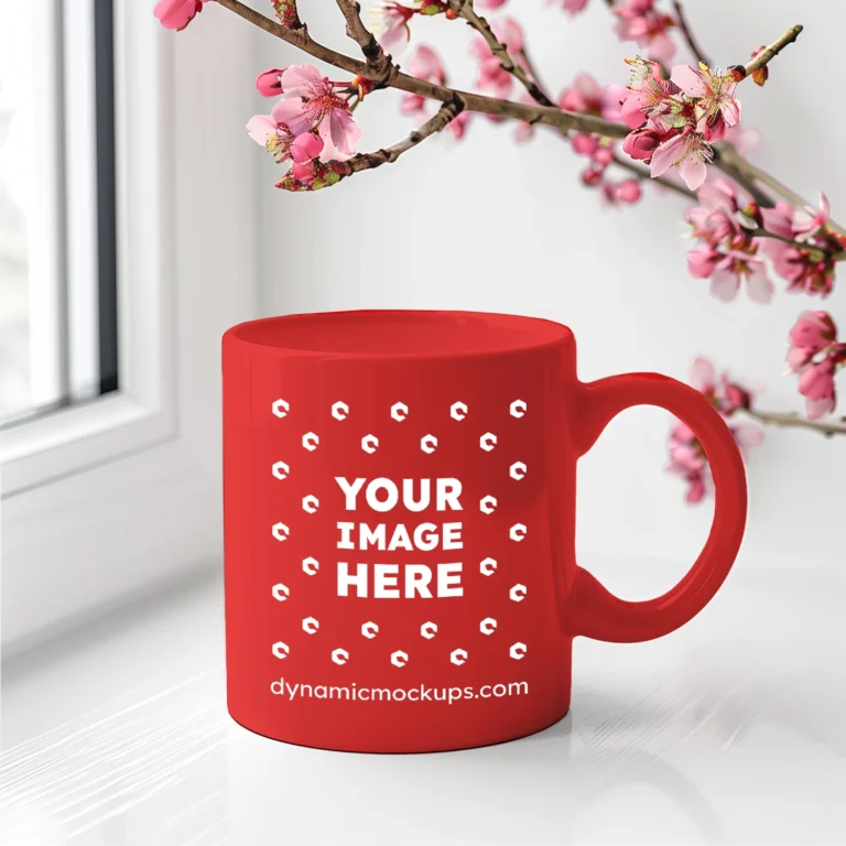 11oz Blank Red Ceramic Coffee Mug Mockup Template