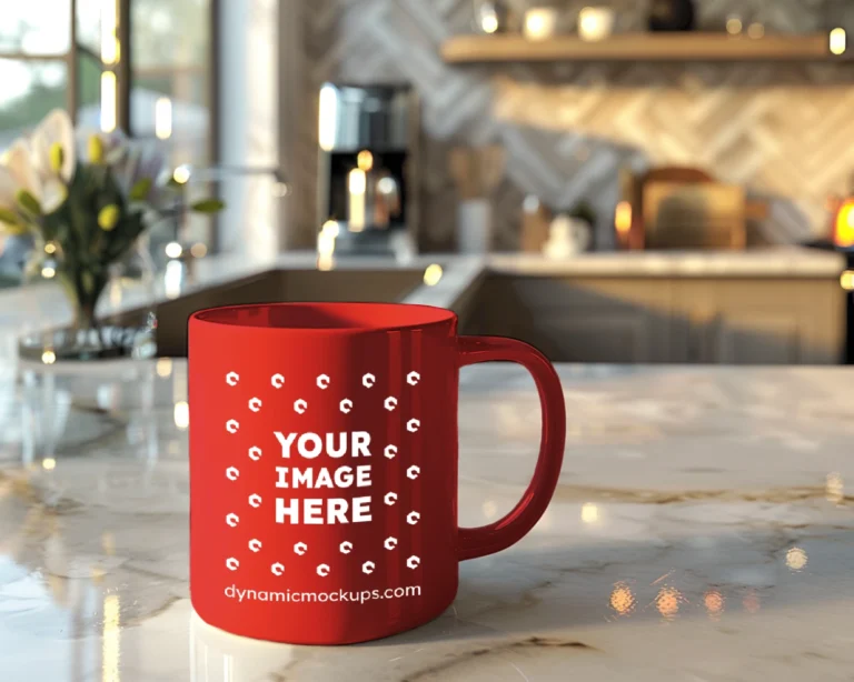 11oz Blank Red Ceramic Coffee Mug Mockup Template