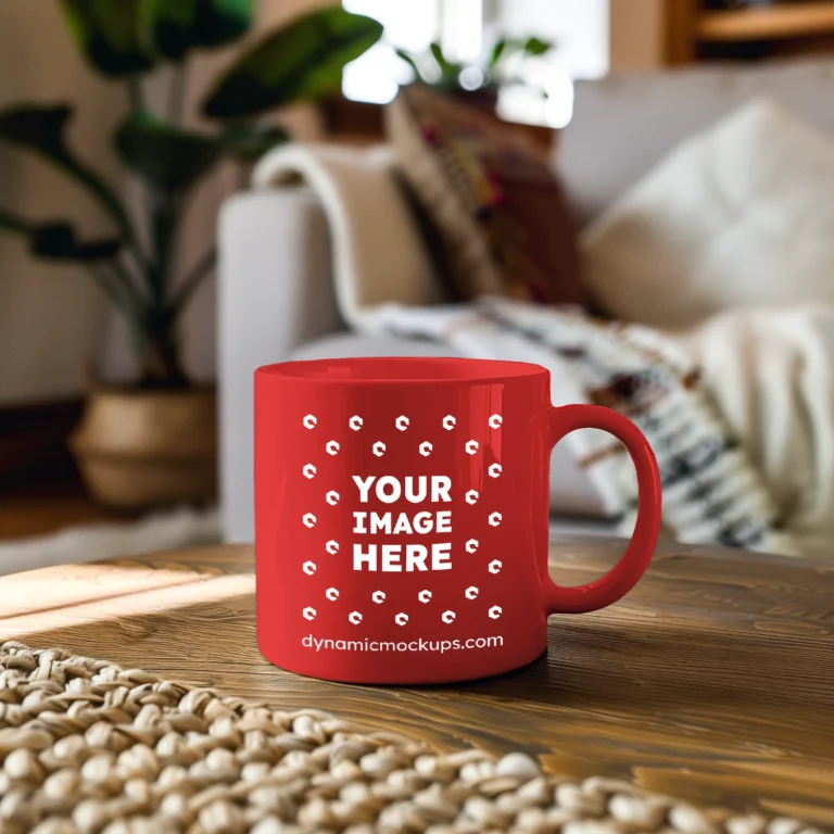 11oz Blank Red Ceramic Coffee Mug Mockup Template