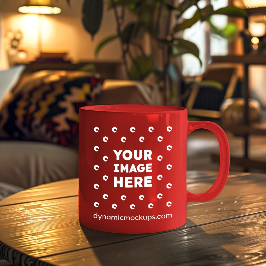 11oz Blank Red Ceramic Coffee Mug Mockup Template