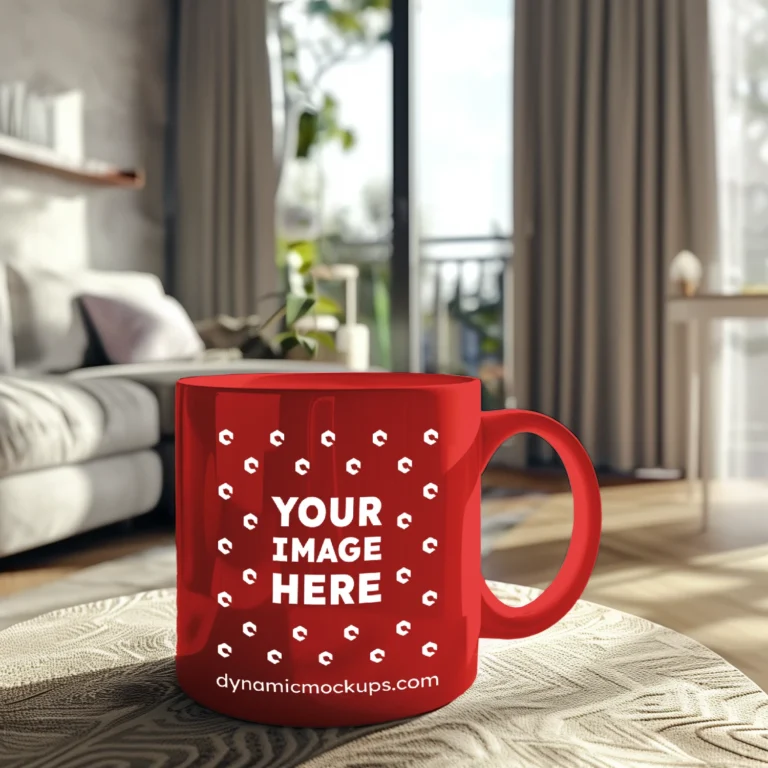 11oz Blank Red Ceramic Coffee Mug Mockup Template