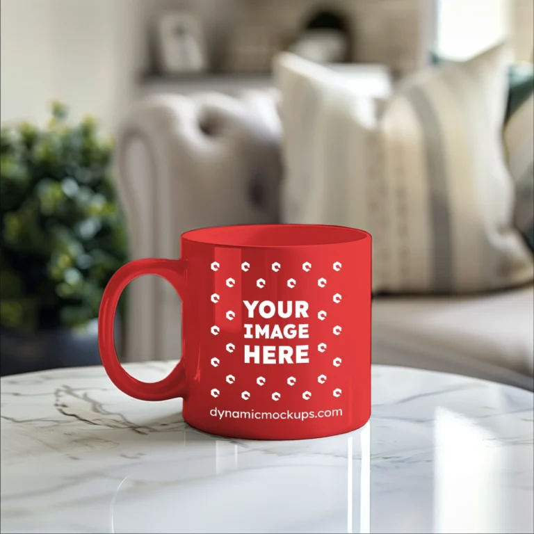 11oz Blank Red Ceramic Coffee Mug Mockup Template