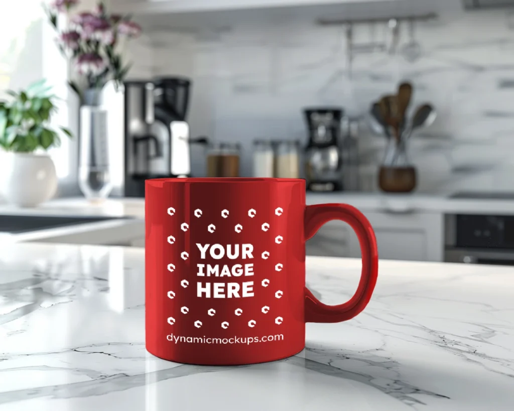 11oz Blank Red Ceramic Coffee Mug Mockup Template