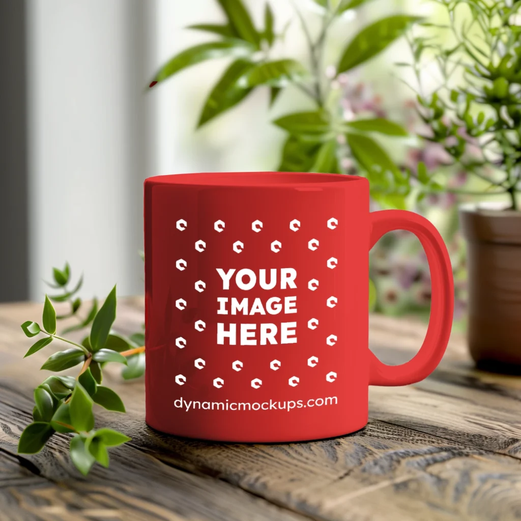 11oz Blank Red Ceramic Coffee Mug Mockup Template