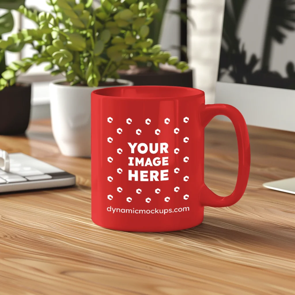 11oz Blank Red Ceramic Coffee Mug Mockup Template