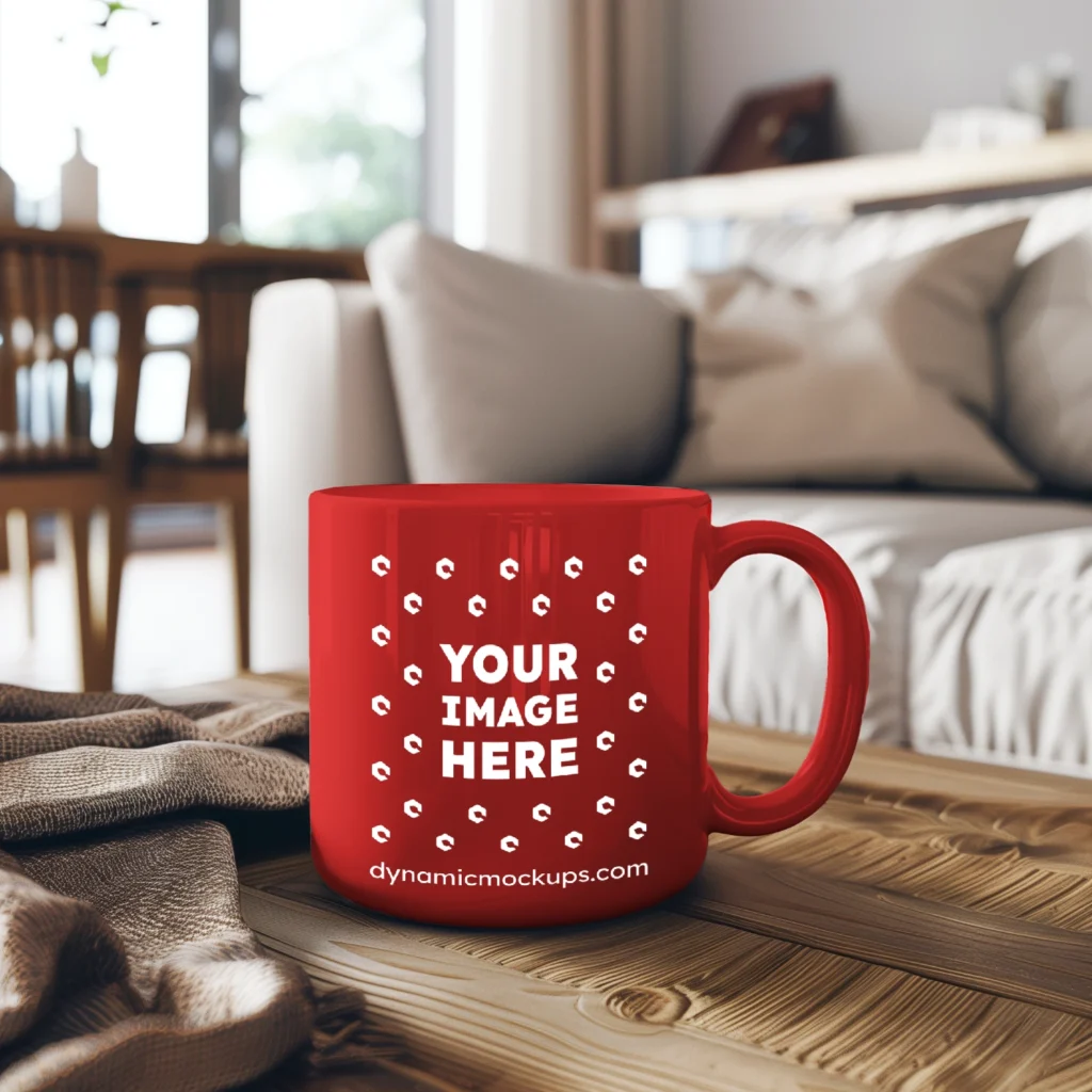 11oz Blank Red Ceramic Coffee Mug Mockup Template