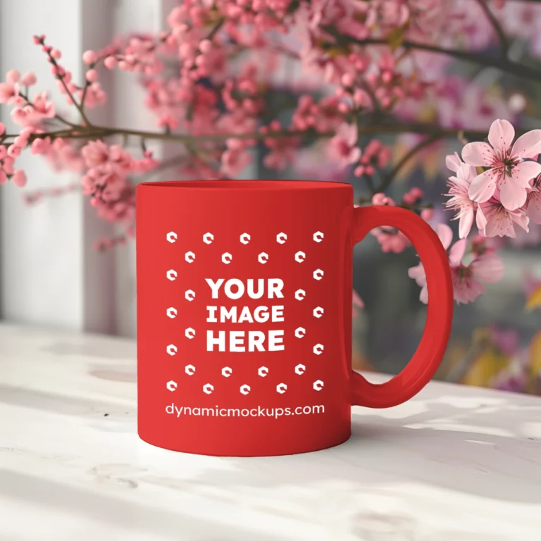 11oz Blank Red Ceramic Coffee Mug Mockup Template