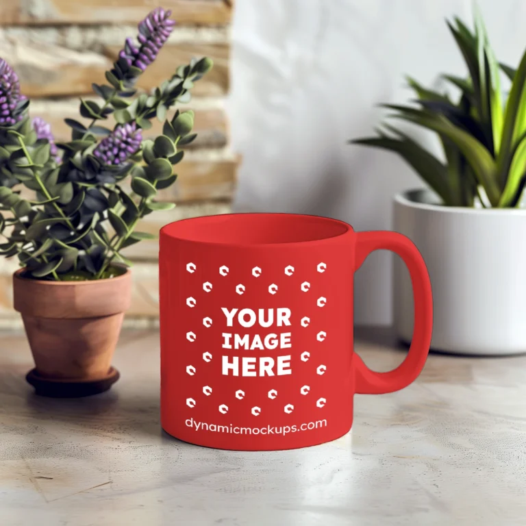 11oz Blank Red Ceramic Coffee Mug Mockup Template