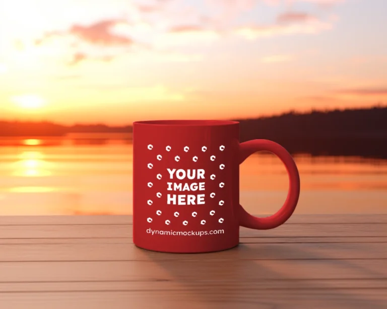 11oz Blank Red Ceramic Coffee Mug Mockup Template