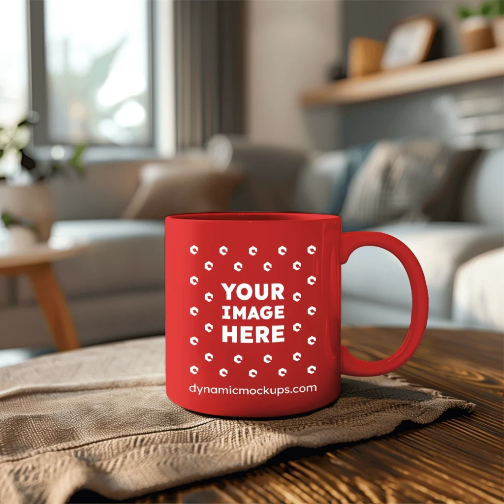 11oz Blank Red Ceramic Coffee Mug Mockup Template