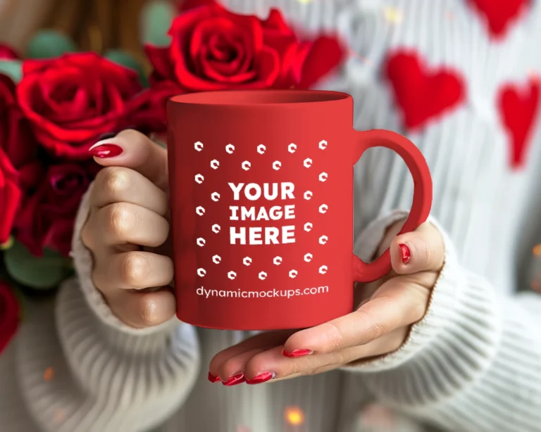 11oz Blank Red Ceramic Coffee Mug Mockup Template