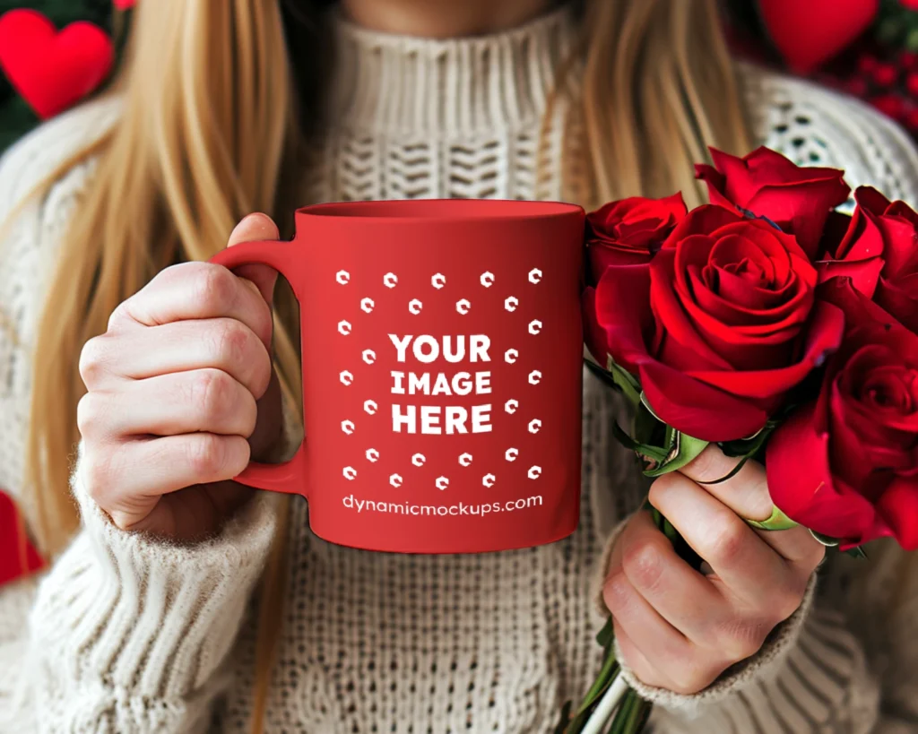 11oz Blank Red Ceramic Coffee Mug Mockup Template