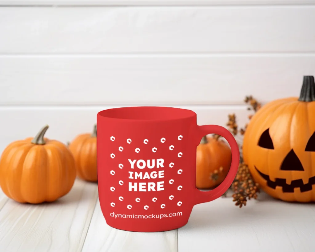 11oz Blank Red Ceramic Coffee Mug Mockup Template