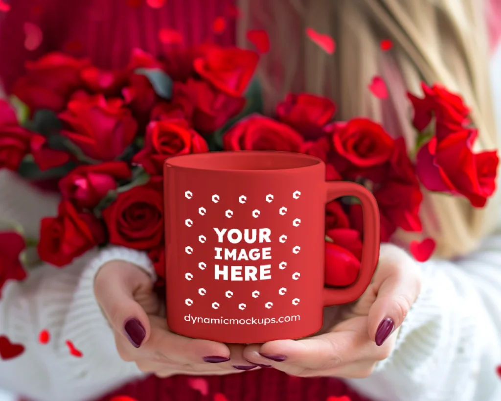 11oz Blank Red Ceramic Coffee Mug Mockup Template