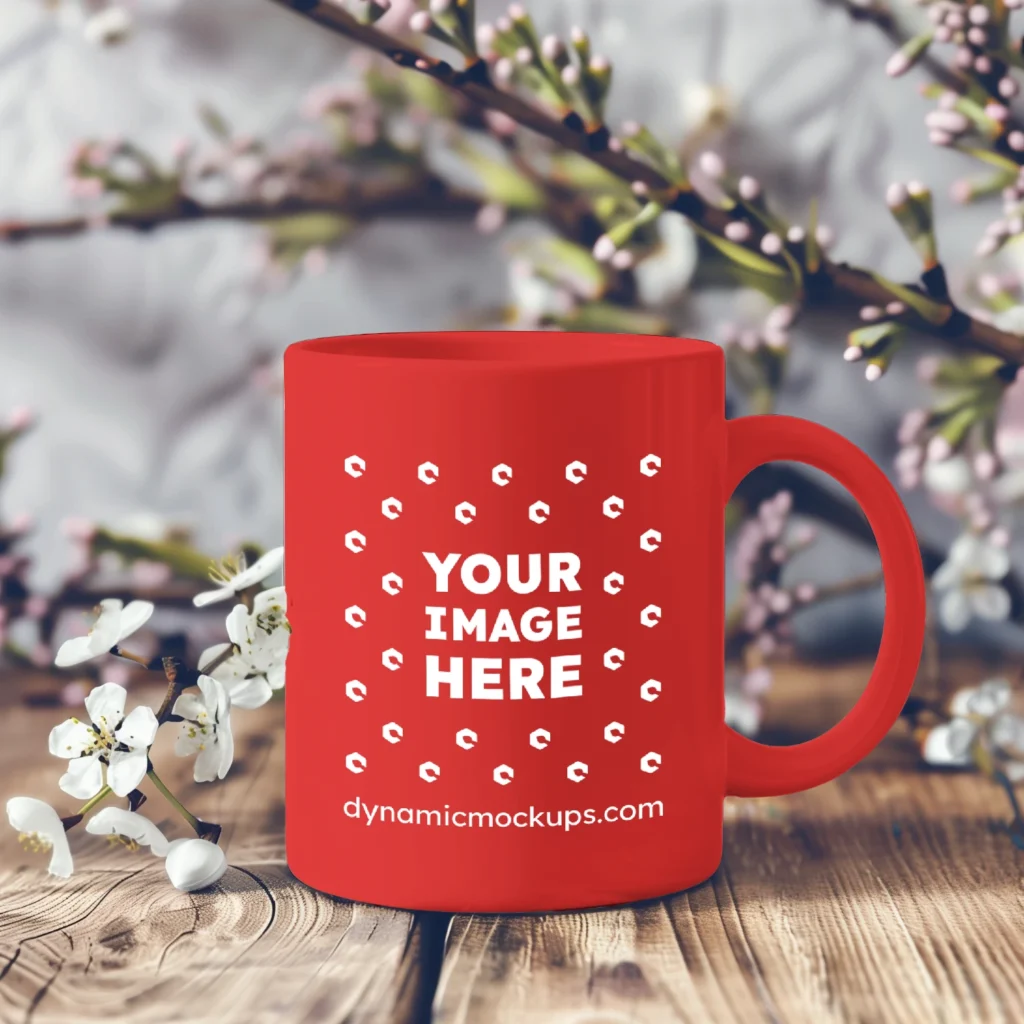 11oz Blank Red Ceramic Coffee Mug Mockup Template