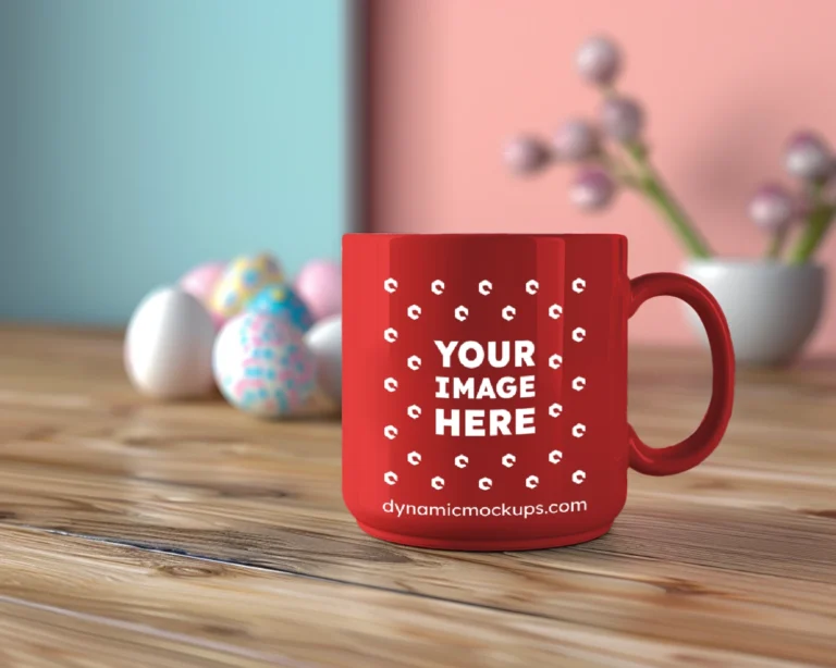 11oz Blank Red Ceramic Coffee Mug Mockup Template