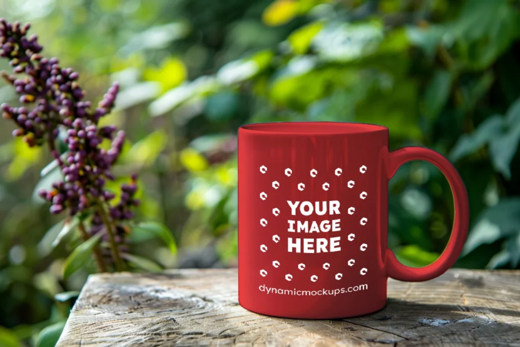 11oz Blank Red Ceramic Coffee Mug Mockup Template