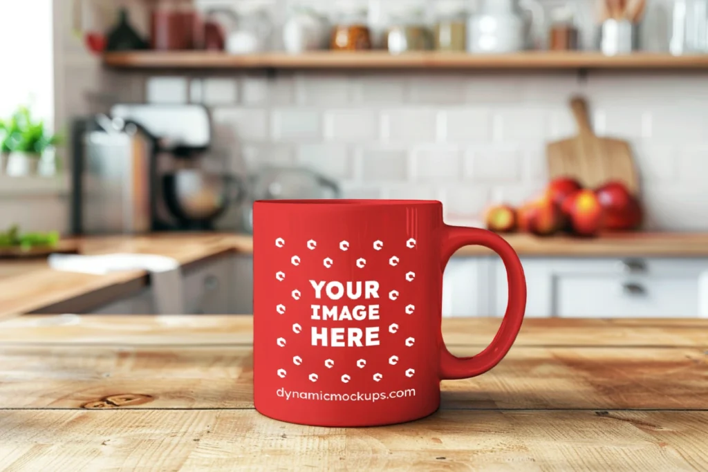 11oz Blank Red Ceramic Coffee Mug Mockup Template