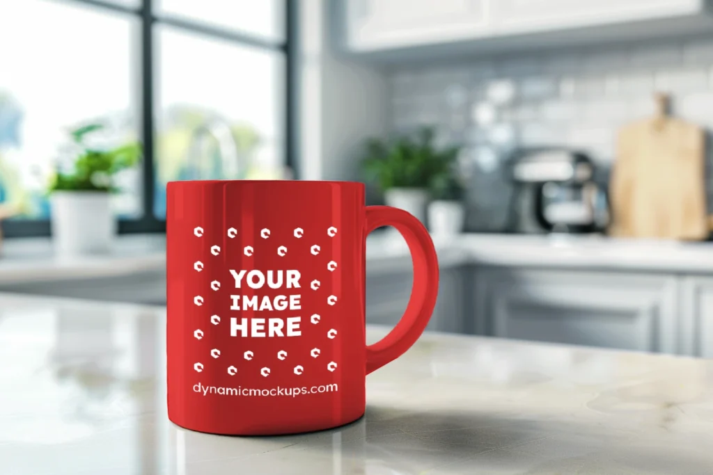 11oz Blank Red Ceramic Coffee Mug Mockup Template