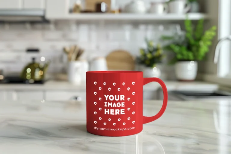 11oz Blank Red Ceramic Coffee Mug Mockup Template