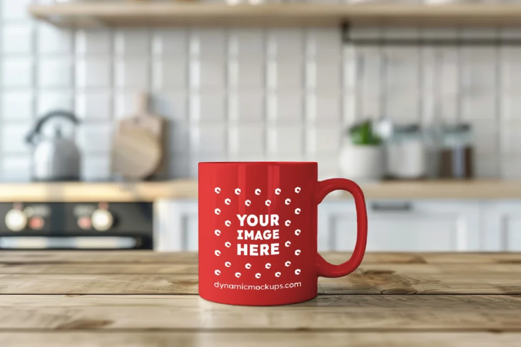 11oz Blank Red Ceramic Coffee Mug Mockup Template