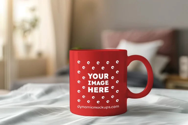 11oz Blank Red Ceramic Coffee Mug Mockup Template