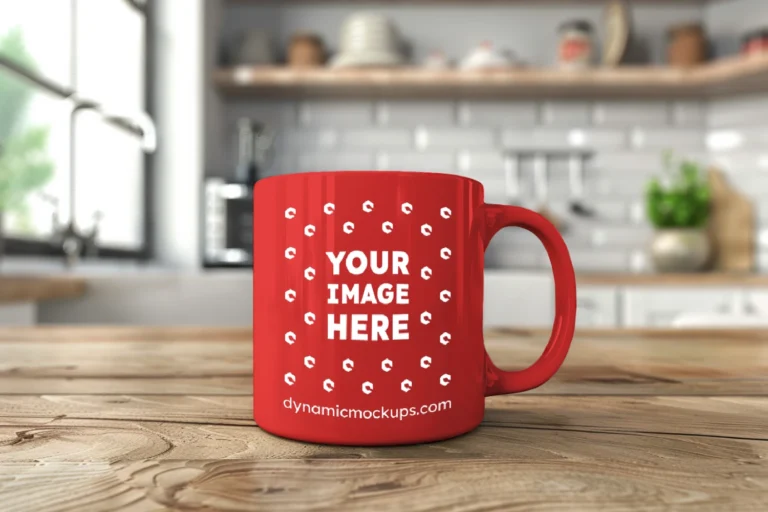 11oz Blank Red Ceramic Coffee Mug Mockup Template