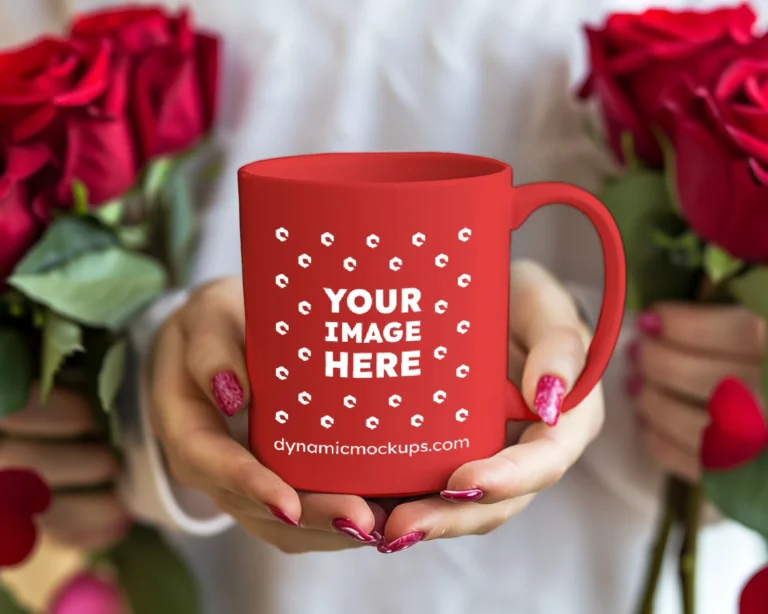 11oz Blank Red Ceramic Coffee Mug Mockup Template