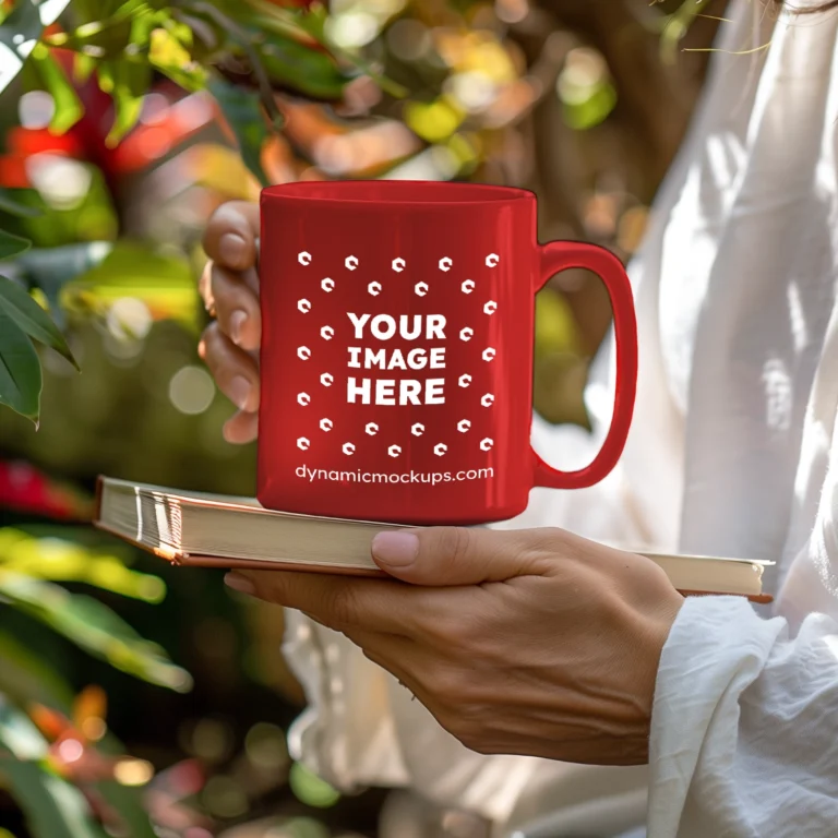 11oz Blank Red Ceramic Coffee Mug Mockup Template