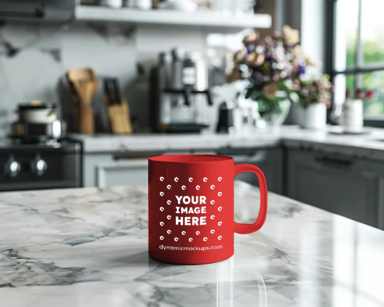 11oz Blank Red Ceramic Coffee Mug Mockup Template