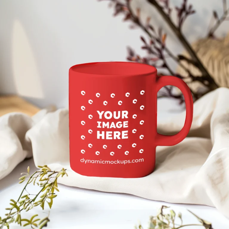 11oz Blank Red Ceramic Coffee Mug Mockup Template