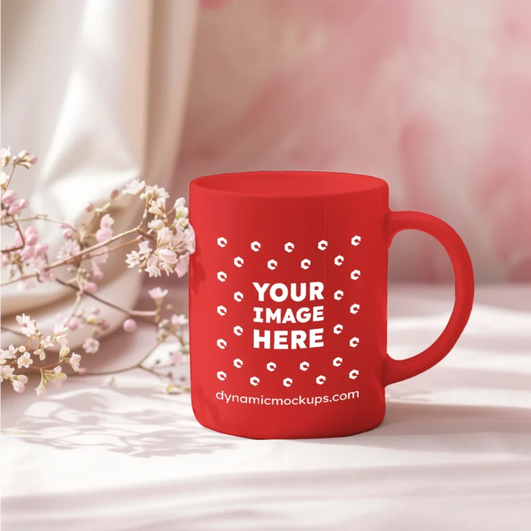 11oz Blank Red Ceramic Coffee Mug Mockup Template