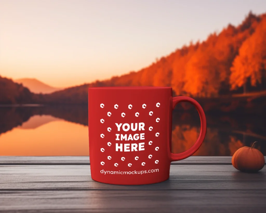 11oz Blank Red Ceramic Coffee Mug Mockup Template