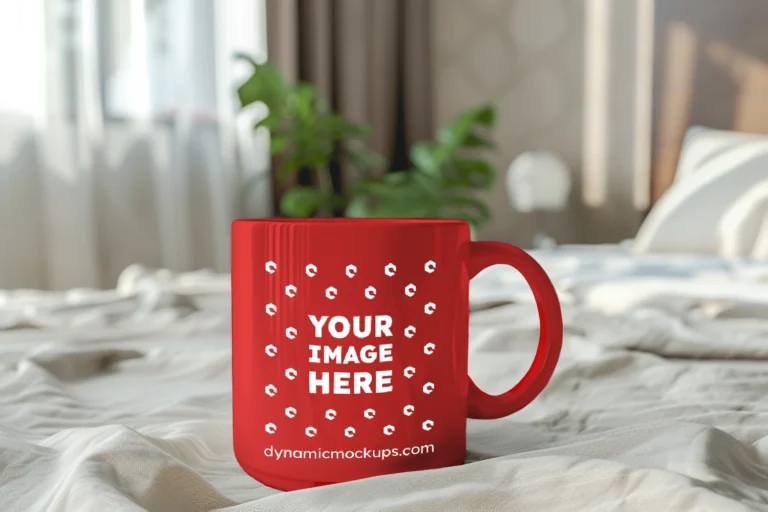 11oz Blank Red Ceramic Coffee Mug Mockup Template