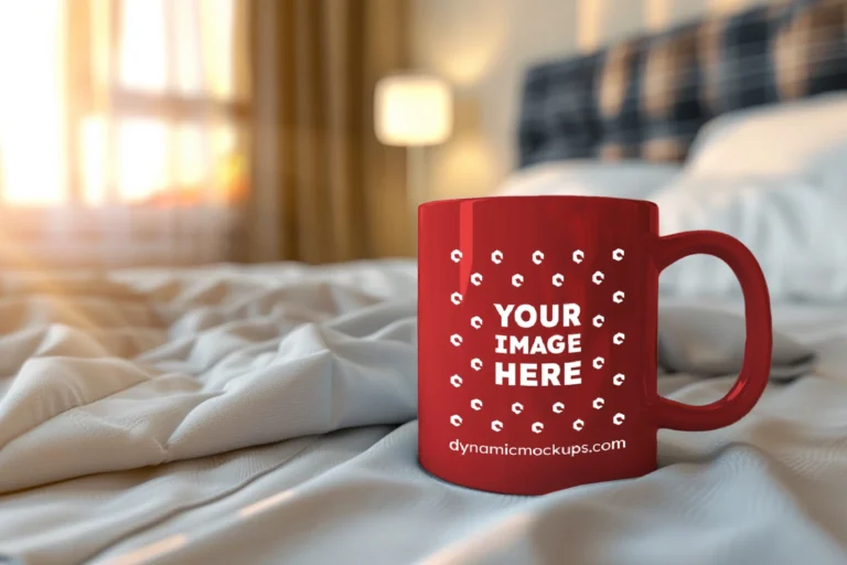 11oz Blank Red Ceramic Coffee Mug Mockup Template