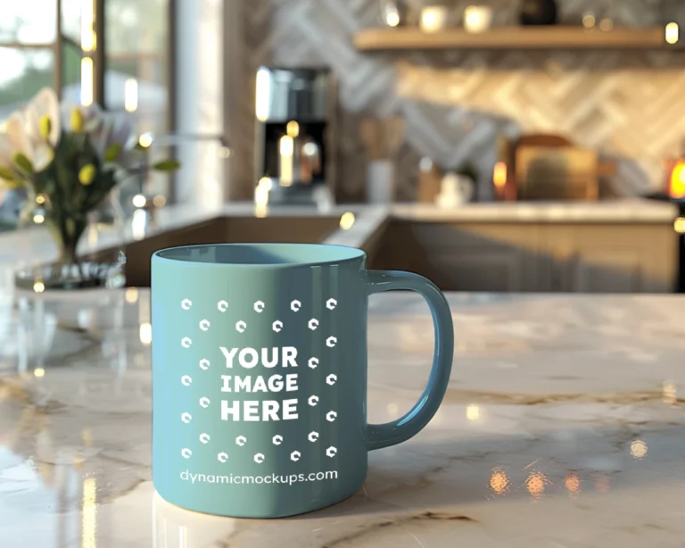 11oz Blank Sky Blue Ceramic Coffee Mug Mockup Template