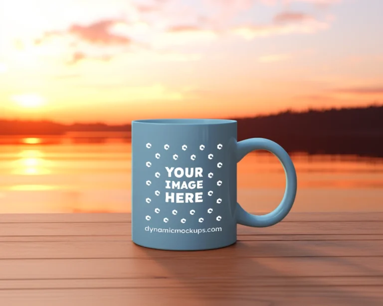 11oz Blank Sky Blue Ceramic Coffee Mug Mockup Template