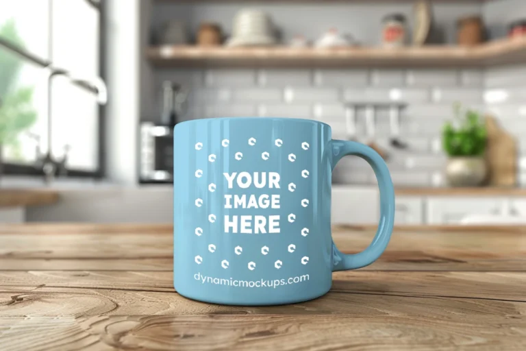 11oz Blank Sky Blue Ceramic Coffee Mug Mockup Template