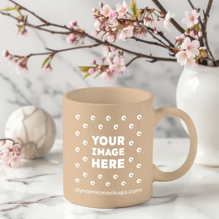 11oz Blank Tan Ceramic Coffee Mug Mockup Template