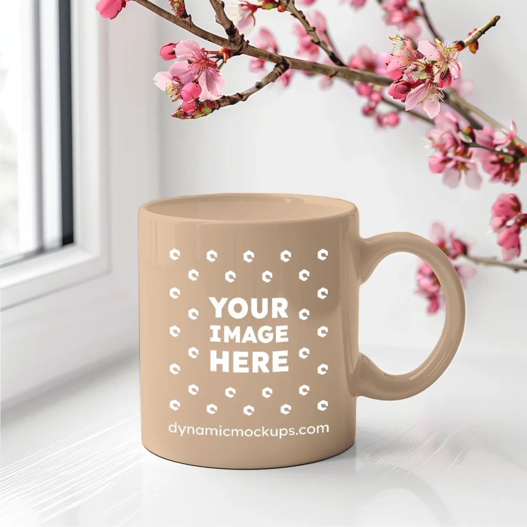 11oz Blank Tan Ceramic Coffee Mug Mockup Template