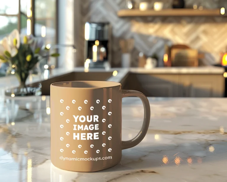 11oz Blank Tan Ceramic Coffee Mug Mockup Template