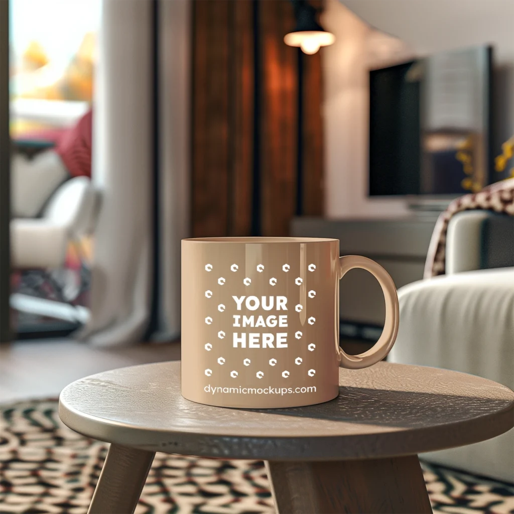 11oz Blank Tan Ceramic Coffee Mug Mockup Template