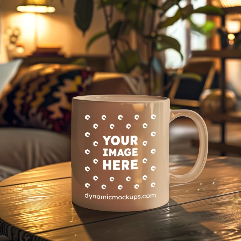 11oz Blank Tan Ceramic Coffee Mug Mockup Template