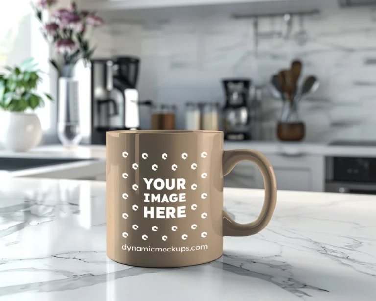 11oz Blank Tan Ceramic Coffee Mug Mockup Template