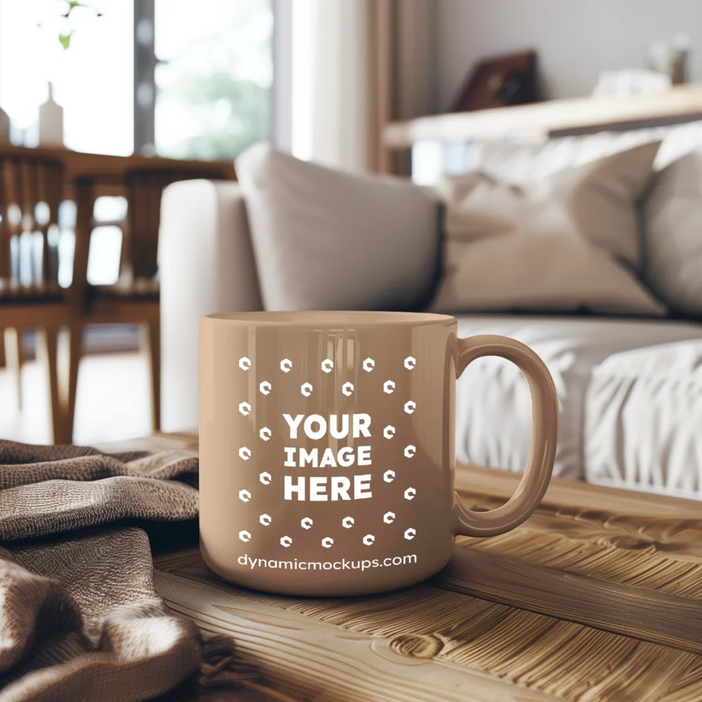 11oz Blank Tan Ceramic Coffee Mug Mockup Template