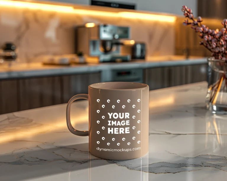 11oz Blank Tan Ceramic Coffee Mug Mockup Template