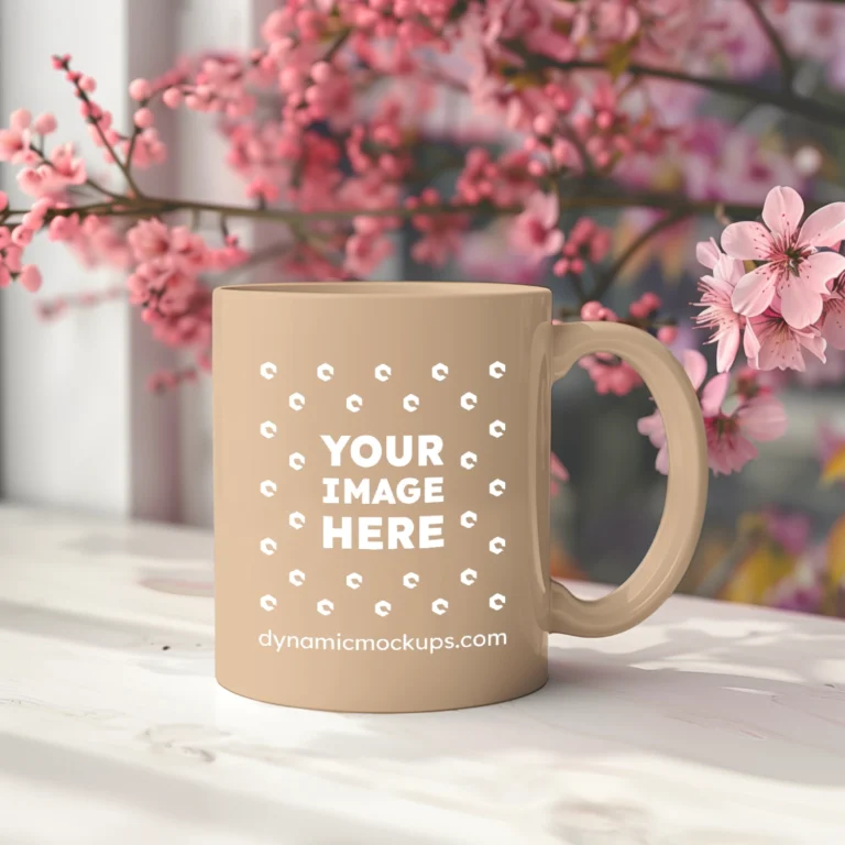 11oz Blank Tan Ceramic Coffee Mug Mockup Template